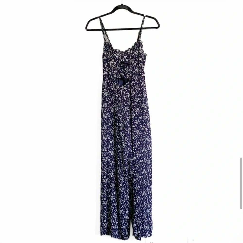 Reformation Fergie Jumpsuit Navy Ditsy Floral Boho Size 0 - Picture 7 of 10